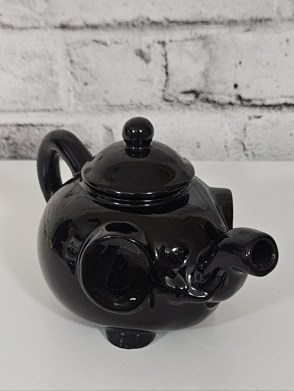 Black Elephant Ceramic Teapot Whimsical Novelty Tea Pot Home Decor